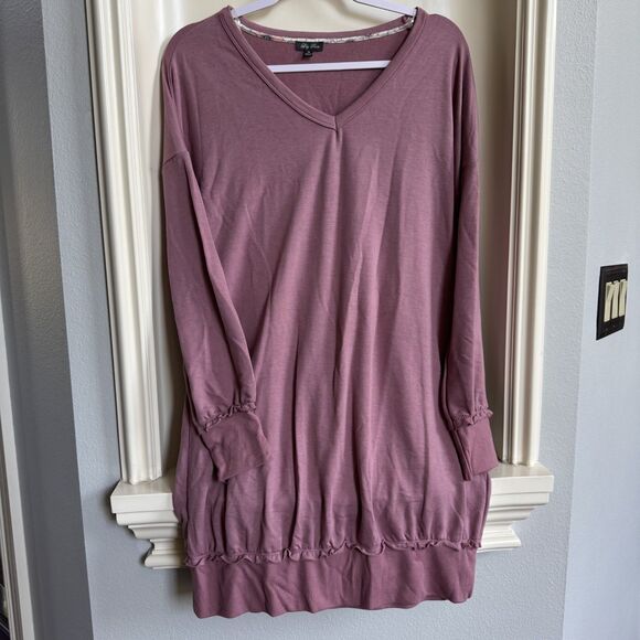 Lily Rose Dresses & Skirts - Lily Rose French Terry Dusty Pink Sweater Dress With Ruffle Details Size Medium